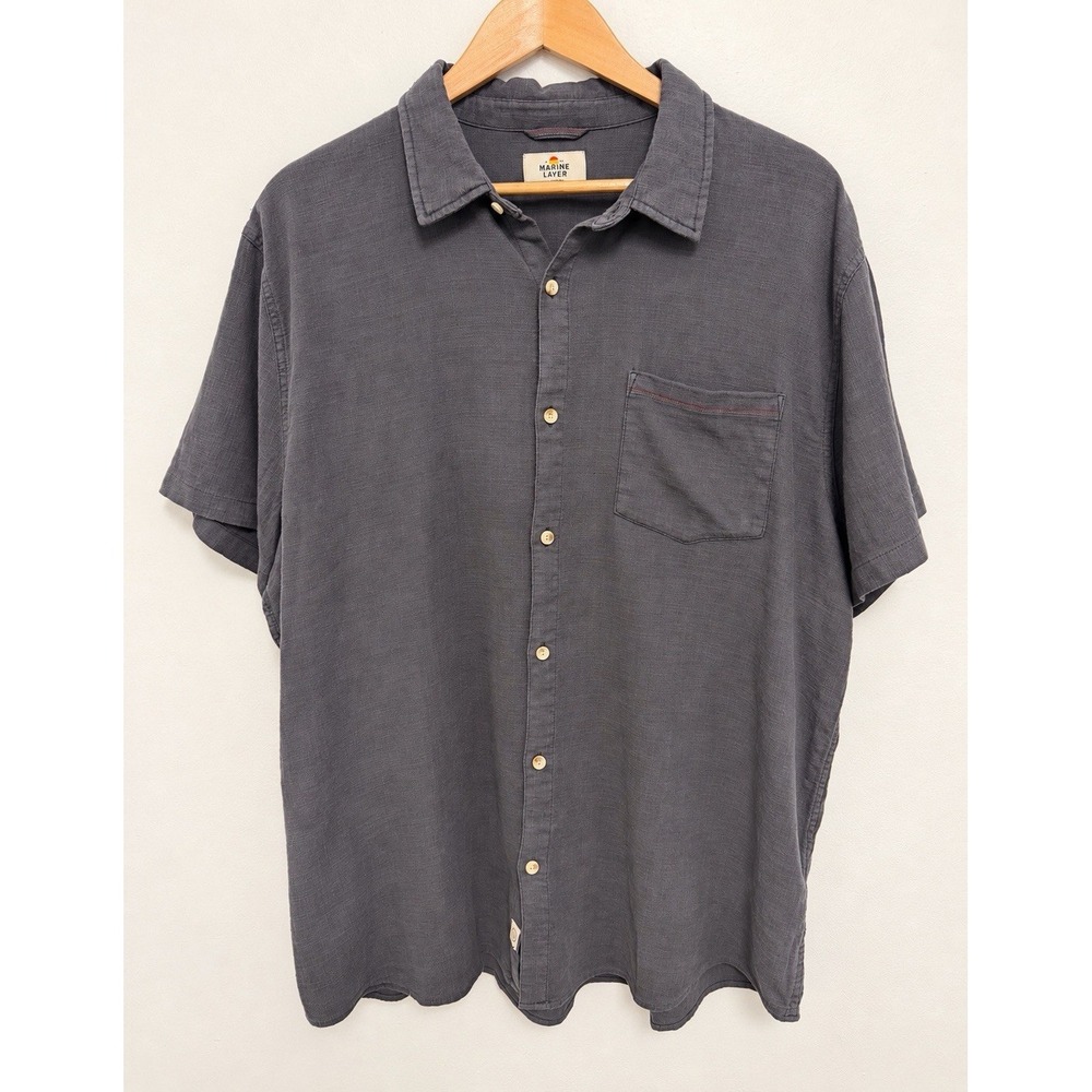 Marine Layer Classic Stretch Selvage Short Sleeve Button-Up Shirt – Men's XL